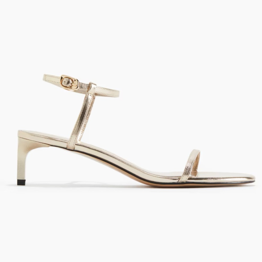 Gold Minimalist Low Heel Sandals